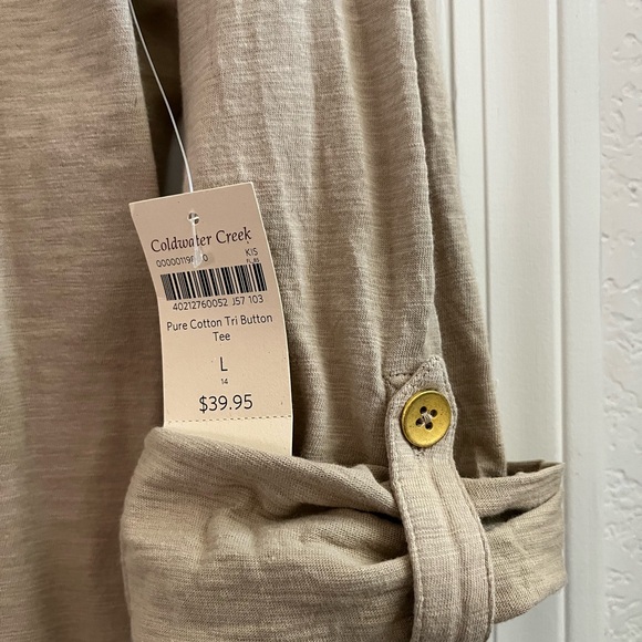 Cold water  Beige Button-Detail Women's Top - Picture 3 of 6